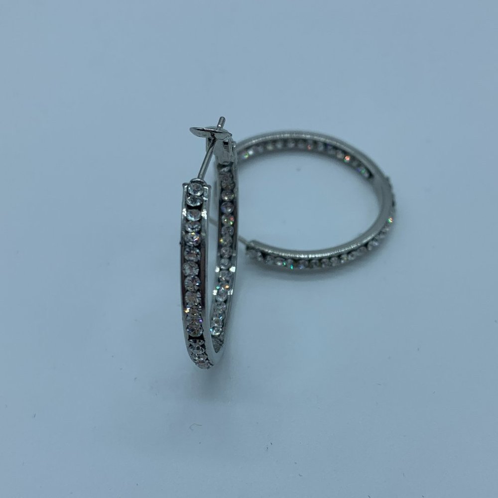 CZ Silver Plated Hoop Earrings